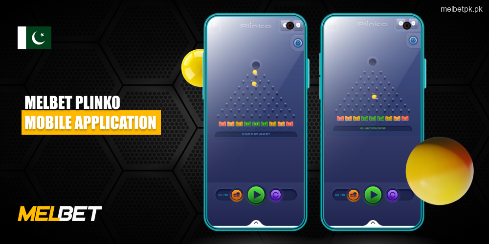 Melbet's mobile app for iOS and Android allows users in Pakistan to play Plinko for free